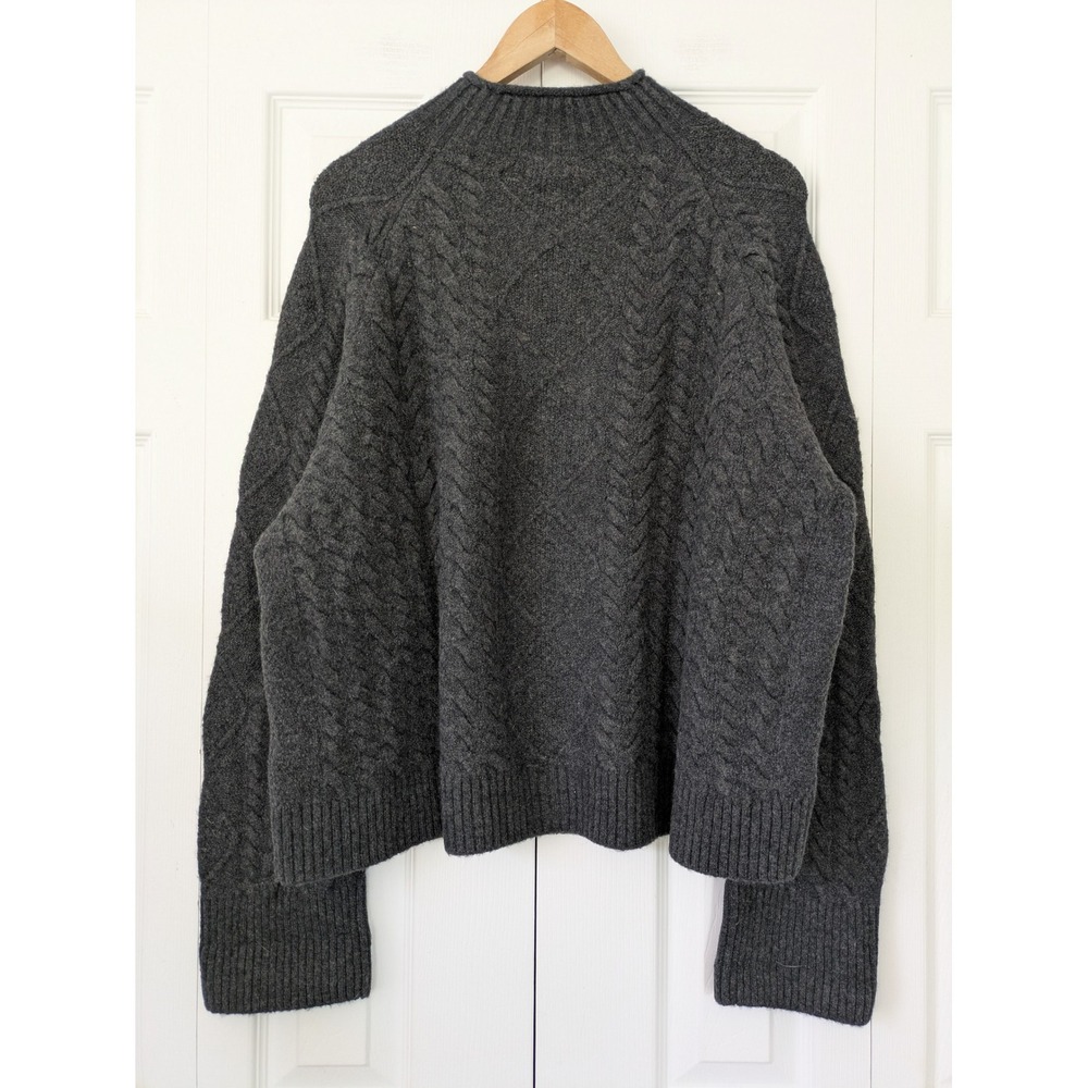 J. Crew Cable-knit Rollneck sweater‎ Supersoft yarn Size XL Gray NWT $128 CB935 - Picture 2 of 5